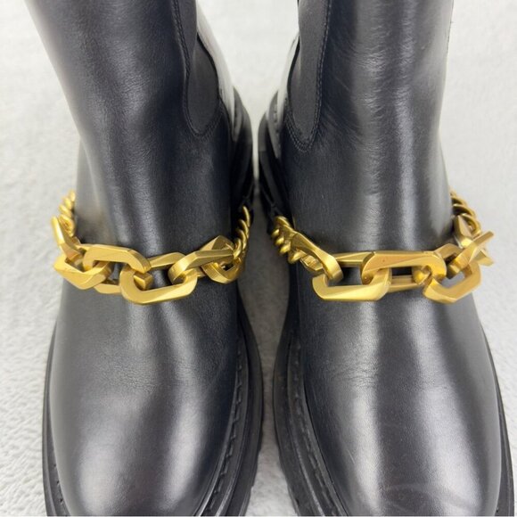 Sandro Leather Black Biker Boots Women's Size 9 - Picture 10 of 13